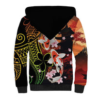 Hawaiian and Japanese Sherpa Hoodie Koi Fish With Kanaka Polynesian Tattoo - Wonder Print Shop