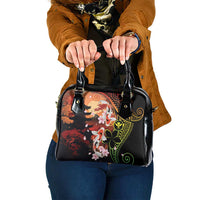 Hawaiian and Japanese Shoulder Handbag Koi Fish With Kanaka Polynesian Tattoo - Wonder Print Shop