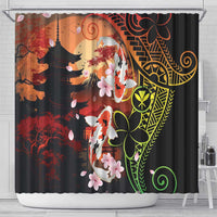 Hawaiian and Japanese Shower Curtain Koi Fish With Kanaka Polynesian Tattoo - Wonder Print Shop