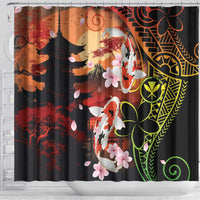 Hawaiian and Japanese Shower Curtain Koi Fish With Kanaka Polynesian Tattoo - Wonder Print Shop