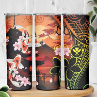 Hawaiian and Japanese Skinny Tumbler Koi Fish With Kanaka Polynesian Tattoo - Wonder Print Shop