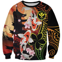 Hawaiian and Japanese Sweatshirt Koi Fish With Kanaka Polynesian Tattoo - Wonder Print Shop