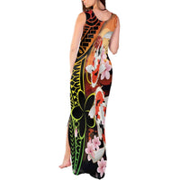 Hawaiian and Japanese Tank Maxi Dress Koi Fish With Kanaka Polynesian Tattoo - Wonder Print Shop