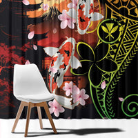 Hawaiian and Japanese Window Curtain Koi Fish With Kanaka Polynesian Tattoo - Wonder Print Shop