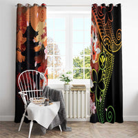 Hawaiian and Japanese Window Curtain Koi Fish With Kanaka Polynesian Tattoo - Wonder Print Shop