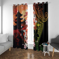Hawaiian and Japanese Window Curtain Koi Fish With Kanaka Polynesian Tattoo - Wonder Print Shop