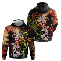 Hawaiian and Japanese Zip Hoodie Koi Fish With Kanaka Polynesian Tattoo - Wonder Print Shop