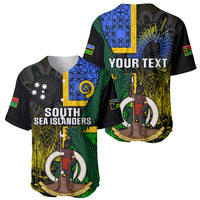 Personalised South Sea Islanders Baseball Jersey Kanakas With Vanuatu Coat Of Arms - Wonder Print Shop