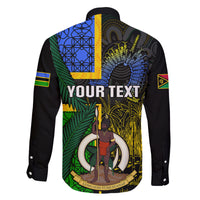 Personalised South Sea Islanders Family Matching Long Sleeve Bodycon Dress and Hawaiian Shirt Kanakas With Vanuatu Coat Of Arms - Wonder Print Shop