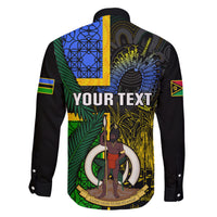 Personalised South Sea Islanders Family Matching Short Sleeve Bodycon Dress and Hawaiian Shirt Kanakas With Vanuatu Coat Of Arms - Wonder Print Shop