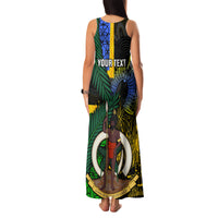 Personalised South Sea Islanders Family Matching Tank Maxi Dress and Hawaiian Shirt Kanakas With Vanuatu Coat Of Arms - Wonder Print Shop
