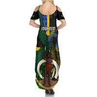 Personalised South Sea Islanders Summer Maxi Dress Kanakas With Vanuatu Coat Of Arms - Wonder Print Shop
