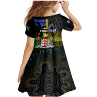 Personalised South Sea Islanders Family Matching Mermaid Dress and Hawaiian Shirt Kanakas With Fiji Coat Of Arms - Wonder Print Shop