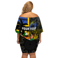 Personalised South Sea Islanders Family Matching Off Shoulder Short Dress and Hawaiian Shirt Kanakas With Fiji Coat Of Arms - Wonder Print Shop