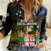 Personalised South Sea Islanders Women Casual Shirt Kanakas With Fiji Coat Of Arms - Wonder Print Shop