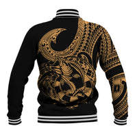 Polynesia Baseball Jacket Fish Hook Tattoo Go Fishing Polynesian Pattern Gold - Wonder Print Shop