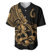 Polynesia Baseball Jersey Fish Hook Tattoo Go Fishing Polynesian Pattern Gold - Wonder Print Shop