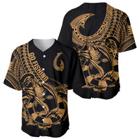 Polynesia Baseball Jersey Fish Hook Tattoo Go Fishing Polynesian Pattern Gold - Wonder Print Shop