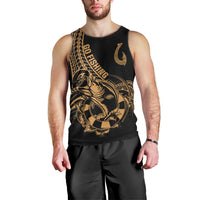 Polynesia Men Tank Top Fish Hook Tattoo Go Fishing Polynesian Pattern Gold - Wonder Print Shop
