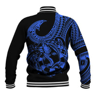 Polynesia Baseball Jacket Fish Hook Tattoo Go Fishing Polynesian Pattern Blue - Wonder Print Shop