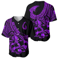 Polynesia Baseball Jersey Fish Hook Tattoo Go Fishing Polynesian Pattern Purple - Wonder Print Shop