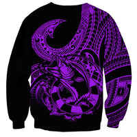 Polynesia Sweatshirt Fish Hook Tattoo Go Fishing Polynesian Pattern Purple - Wonder Print Shop