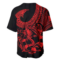 Polynesia Baseball Jersey Fish Hook Tattoo Go Fishing Polynesian Pattern Red - Wonder Print Shop