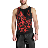 Polynesia Men Tank Top Fish Hook Tattoo Go Fishing Polynesian Pattern Red - Wonder Print Shop