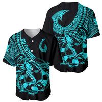 Polynesia Baseball Jersey Fish Hook Tattoo Go Fishing Polynesian Pattern Turquosie - Wonder Print Shop