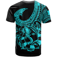 Polynesia T Shirt Fish Hook Tattoo Go Fishing Polynesian Pattern Turquosie - Wonder Print Shop