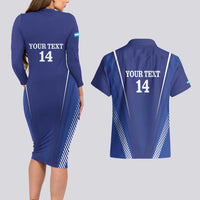 Honduras Football Custom Couples Matching Long Sleeve Bodycon Dress and Hawaiian Shirt Los Catrachos Map Sporty Style - Wonder Print Shop