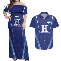 Honduras Football Custom Couples Matching Off Shoulder Maxi Dress and Hawaiian Shirt Los Catrachos Map Sporty Style - Wonder Print Shop