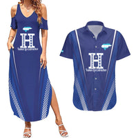 Honduras Football Custom Couples Matching Summer Maxi Dress and Hawaiian Shirt Los Catrachos Map Sporty Style - Wonder Print Shop