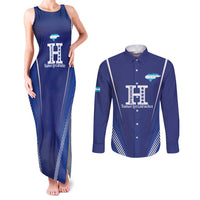 Honduras Football Custom Couples Matching Tank Maxi Dress and Long Sleeve Button Shirt Los Catrachos Map Sporty Style - Wonder Print Shop