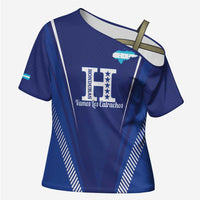 Honduras Football Custom Cross Shoulder Shirt Los Catrachos Map Sporty Style - Wonder Print Shop