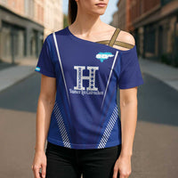 Honduras Football Custom Cross Shoulder Shirt Los Catrachos Map Sporty Style - Wonder Print Shop