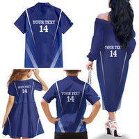 Honduras Football Custom Family Matching Off The Shoulder Long Sleeve Dress and Hawaiian Shirt Los Catrachos Map Sporty Style - Wonder Print Shop