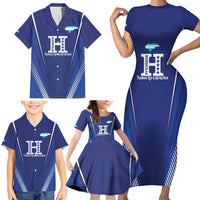 Honduras Football Custom Family Matching Short Sleeve Bodycon Dress and Hawaiian Shirt Los Catrachos Map Sporty Style - Wonder Print Shop