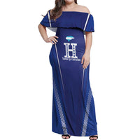 Honduras Football Custom Off Shoulder Maxi Dress Los Catrachos Map Sporty Style - Wonder Print Shop