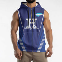 Honduras Football Custom Sleeveless Zip Hoodie Los Catrachos Map Sporty Style - Wonder Print Shop