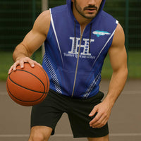 Honduras Football Custom Sleeveless Zip Hoodie Los Catrachos Map Sporty Style - Wonder Print Shop