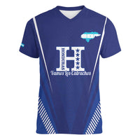 Honduras Football Custom Women V-Neck T-Shirt Los Catrachos Map Sporty Style - Wonder Print Shop