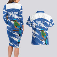 El Salvador Football Custom Couples Matching Long Sleeve Bodycon Dress and Hawaiian Shirt La Selecta Torogoz Grunge Style - Wonder Print Shop