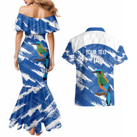 El Salvador Football Custom Couples Matching Mermaid Dress and Hawaiian Shirt La Selecta Torogoz Grunge Style - Wonder Print Shop
