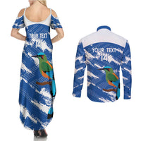 El Salvador Football Custom Couples Matching Summer Maxi Dress and Long Sleeve Button Shirt La Selecta Torogoz Grunge Style - Wonder Print Shop
