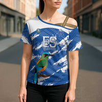 El Salvador Football Custom Cross Shoulder Shirt La Selecta Torogoz Grunge Style - Wonder Print Shop