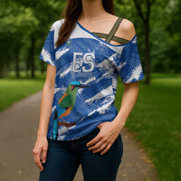 El Salvador Football Custom Cross Shoulder Shirt La Selecta Torogoz Grunge Style - Wonder Print Shop