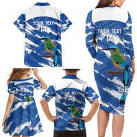 El Salvador Football Custom Family Matching Long Sleeve Bodycon Dress and Hawaiian Shirt La Selecta Torogoz Grunge Style - Wonder Print Shop