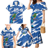 El Salvador Football Custom Family Matching Mermaid Dress and Hawaiian Shirt La Selecta Torogoz Grunge Style - Wonder Print Shop