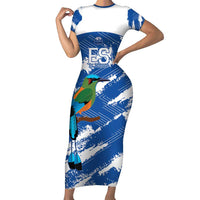 El Salvador Football Custom Family Matching Short Sleeve Bodycon Dress and Hawaiian Shirt La Selecta Torogoz Grunge Style - Wonder Print Shop